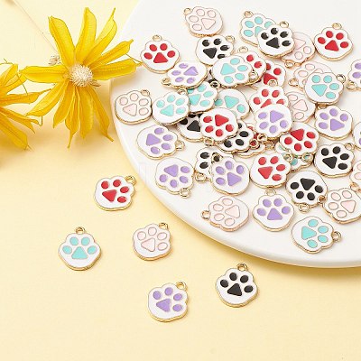 50Pcs 5 Colors Alloy Enamel Pendants ENAM-CJ0004-27-1
