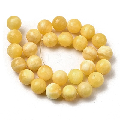 Natural Yellow Jade Beadd Strands G-A274-A01-14mm-1