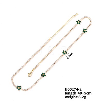 European and American Fashion Style Brass Rhinestone Flower Necklaces IO5961-2-1
