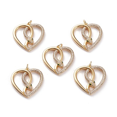Brass Micro Pave Clear & Green Cubic Zirconia Findings Pendants KK-C100-22G-1