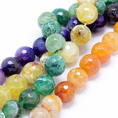 Faceted Natural Agate Beads Strands G-F559-05-12mm-1