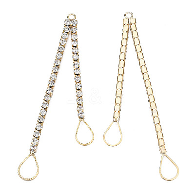 Brass Pave Crystal Rhinestone Chain with Teardrop Big Pendants KK-N216-424-03LG-1