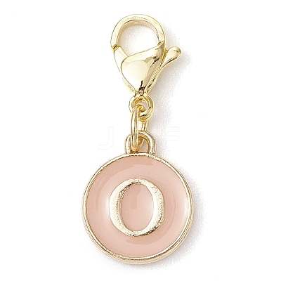 26Pcs Flat Round with Letter A~Z Alloy Enamel Pendant Decorations HJEW-JM02553-1