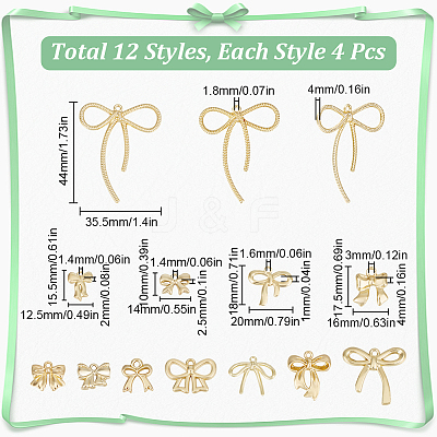 48Pcs 12 Styles Rack Plating Alloy Pendants FIND-SC0013-51-1