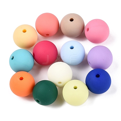 Rubberized Style Imitated Silicone Acrylic Beads MACR-T048-01A-07-1