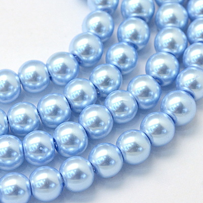 Baking Paint Pearlized Glass Pearl Round Bead Strands X-HY-Q003-10mm-24-1