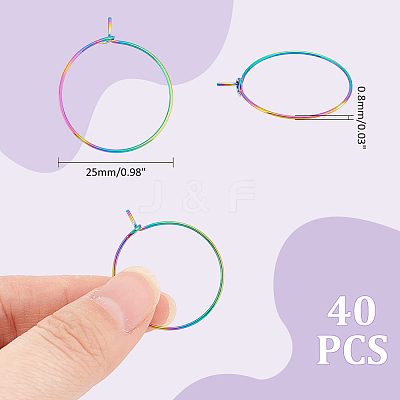 40Pcs 316L Surgical Stainless Steel Hoop Earring Findings STAS-UN0053-41M-1