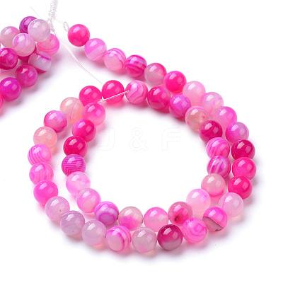 Natural Striped Agate/Banded Agate Bead Strands G-R412-21-8mm-1