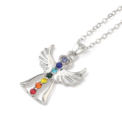 Chakra Angel Alloy Colorful Rhinestone Pendant Necklaces for Women FS-WGF797E-01-1