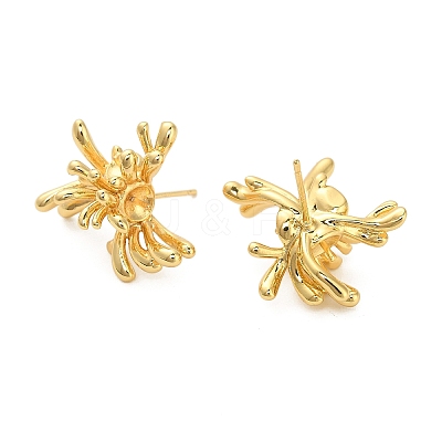Flower Brass Stud Earring Findings KK-D102-05G-1