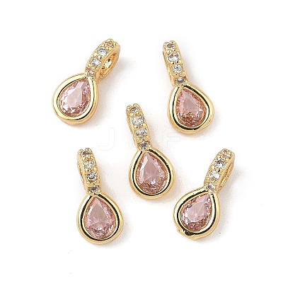 Brass Micro Pave Cubic Zirconia Charms KK-Q039-04C-G-1