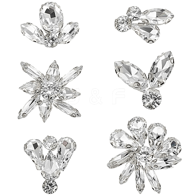 12Pcs 6 Styles Alloy Glass Cabochons DIY-GF0013-78-1