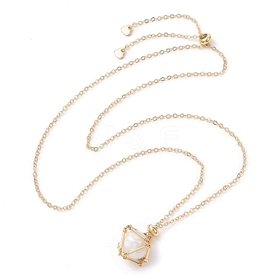 Crystal Stone Cage Pendant Necklaces NJEW-JN04766-01-1