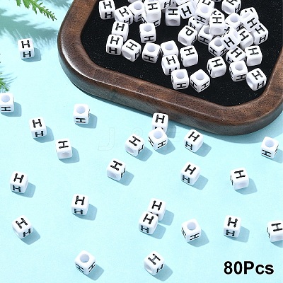 Acrylic Horizontal Hole Letter Beads OACR-YW0002-08H-1