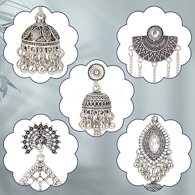8 Pairs 8 Style Zinc Alloy Dangle Stud Earrings for Women EJEW-AN0003-17-1