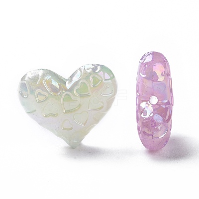 UV Plating Rainbow Iridescent Luminous Acrylic Beads X-OACR-E010-13-1