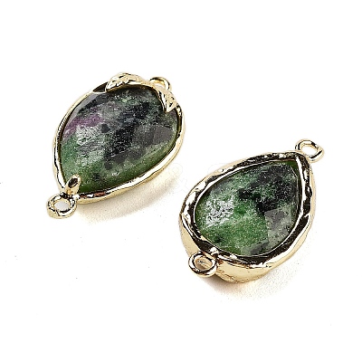 Natural Ruby in Zoisite Faceted Teardrop Connector Charms G-B081-03G-08-1