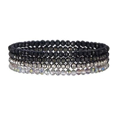 4Pcs Faceted Glass Beaded Stretch Bracelets Set BJEW-WH0016-37B-1