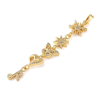 Brass Micro Pave Clear Cubic Zirconia Pendants KK-D101-01C-G-1