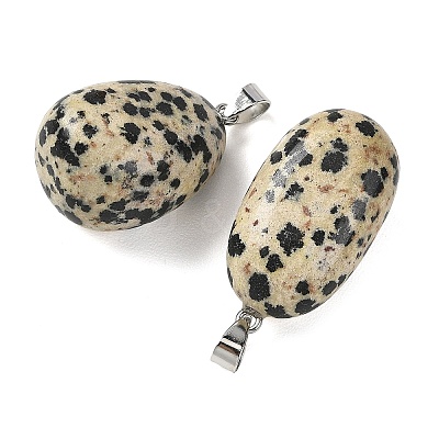 Natural Dalmatian Jasper Tumbled Stone Pendants GG-K002-06L-1