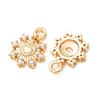 Valentine's Day Brass Micro Pave Clear Cubic Zirconia Charms CU-K002-13G-1