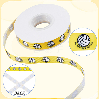 25 Yards Sport Ball Theme Printed Polyester Grosgrain Ribbon OCOR-WH20002-03B-04-1