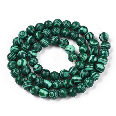 Synthetic Malachite Bead Strands G-Q462-57-6mm-1