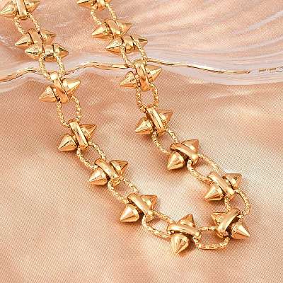 304 Stainless Steel Spiked Cone Link Chain Necklaces for Women SA-H001-22G-1