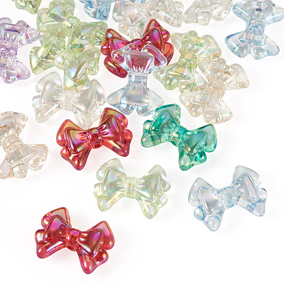 20Pcs UV Plating Transparent Acrylic Beads MACR-TA0002-36-1