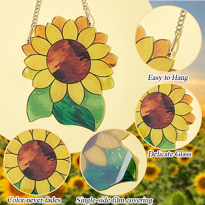 2 Sets Sunflower Suncatchers AJEW-CN0002-22-1