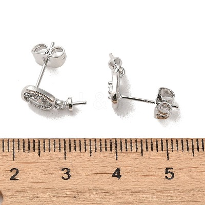Brass Micro Pave Cubic Zirconia Studs Earrings Findings EJEW-H128-05P-1