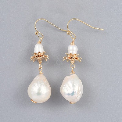 Freshwater Pearl Dangle Earrings EJEW-JE03310-1
