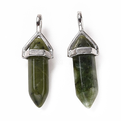 Natural Green Chinese Southern Jade Pointed Pendants X-G-K329-59P-1