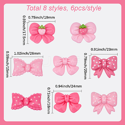 48Pcs 8 Styles Opaque Resin Cabochon RESI-BM0001-03-1