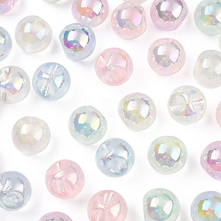 UV Plating Rainbow Iridescent Acrylic Beads X-OACR-P015-04B-1