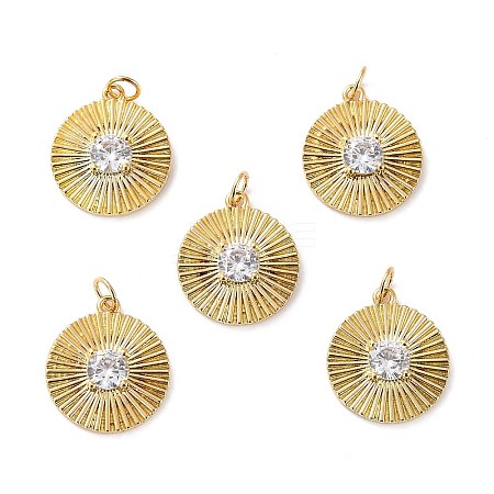 Brass Micro Pave Cubic Zirconia Pendants X-ZIRC-P092-016G-RS-1