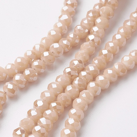 Electroplate Glass Beads Strands X-EGLA-F124-PL-A01-1
