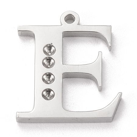 Tarnish Resistant 304 Stainless Steel Letter Pendant Rhinestone Settings LS-STAS-J028-01E-1