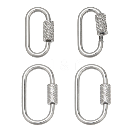  4Pcs 2 Styles Ion Plating(IP) 304 Stainless Steel Screw Carabiner Lock Charms STAS-NB0001-85P-1