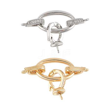 2Pcs 2 Colors Brass Rhinestone Fold Over Clasps KK-DR0001-14-1