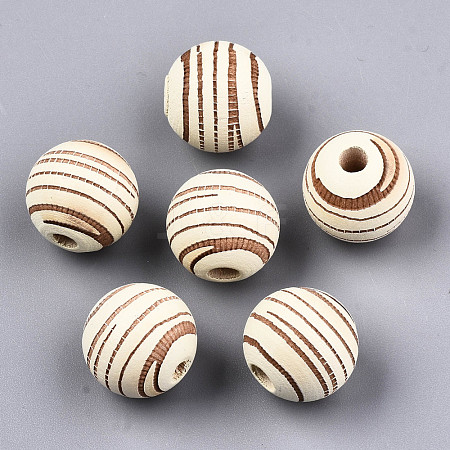 Painted Natural Wood Beads WOOD-T021-54B-12-1