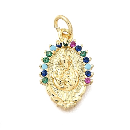 Brass Micro Pave Cubic Zirconia Pendants KK-P336-04C-G-1