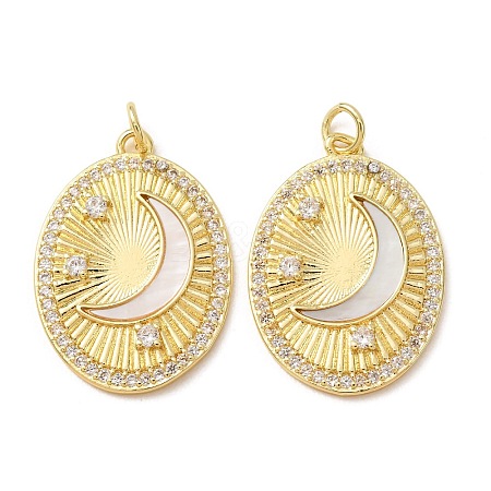 Brass Micro Pave Clear Cubic Zirconia Pendants KK-CBADE12-02A-G-1