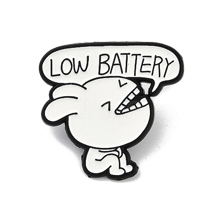 Cartoon Rabbit Low Battery Enamel Pins JEWB-R001-06EB-04-1