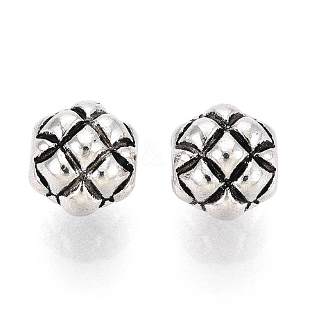 Tibetan Style Alloy Waffle Beads TIBE-N013-11AS-1