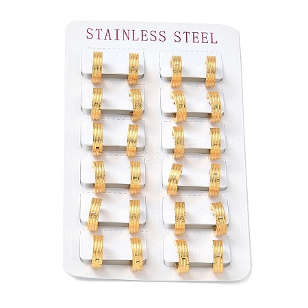 304 Stainless Steel Stripe Chunky Hoop Earrings for Women EJEW-G292-13G-1