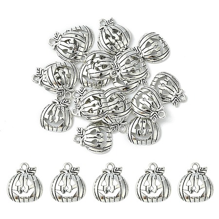 20Pcs Tibetan Style Halloween Pumpkin Jack-O'-Lantern Alloy Pendants TIBEP-YW0001-43AS-1