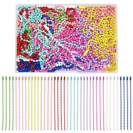 150Pcs 10 Colors Spray Painted Iron Ball Chains CH-SP0001-02-1