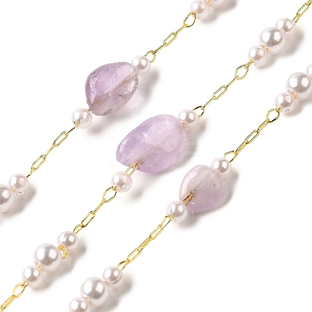 Handmade Natural Amethyst Nuggets Beaded Chains CHC-F020-03G-05-1