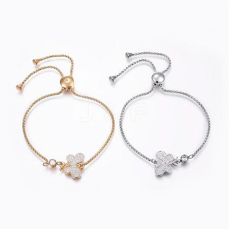 304 Stainless Steel Rhinestone Bracelets BJEW-P163-02-1